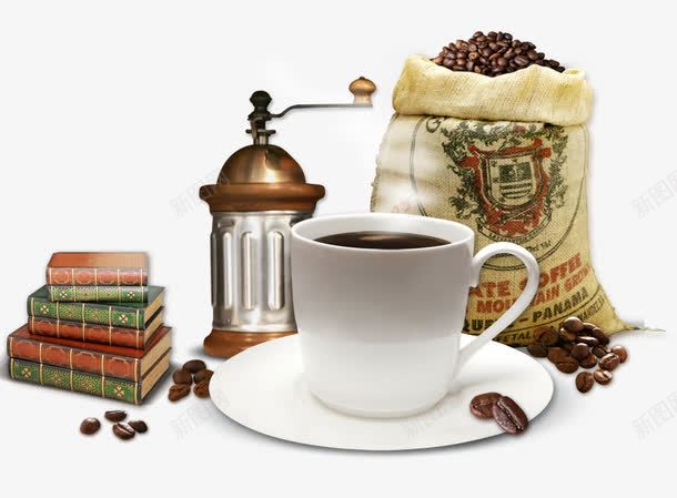 咖啡豆psd免抠素材_新图网 https://ixintu.com 咖啡 咖啡豆 袋子 黑色