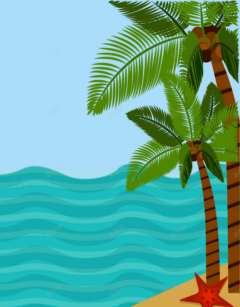 海滩H5背景jpg设计背景_新图网 https://ixintu.com H5 H5背景 h5 卡通 夏季 彩色 手绘 椰树 沙滩 海洋 童趣
