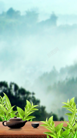 H5的版面设计木板上的茶壶H5背景高清图片