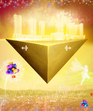金色三角台背景素材背景