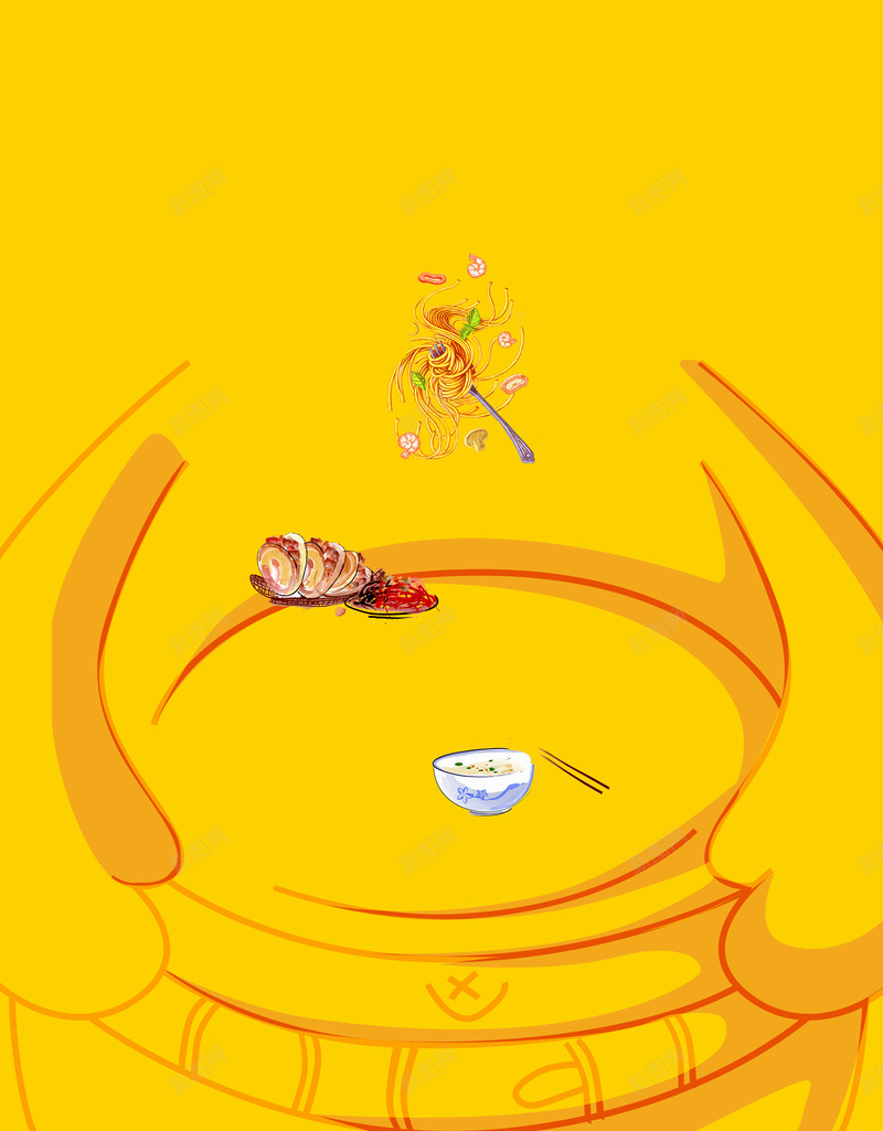 黄色食全食美吃货节海报背景psd设计背景_新图网 https://ixintu.com 创意 吃货 吃货节 手绘 海报 素材 美食 肚子 背景 食全食美 黄色