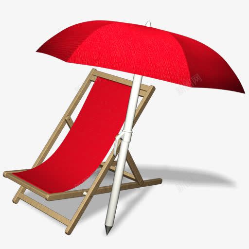 红色躺椅遮阳伞卡通夏天png免抠素材_新图网 https://ixintu.com 卡通 夏天 红色 躺椅 遮阳伞