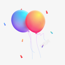 悬浮素材气球悬浮彩带节日彩带高清图片