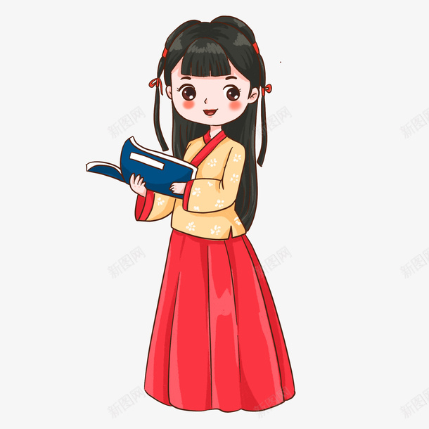 漂亮唯美汉服女孩psd免抠素材_新图网 https://ixintu.com 唯美 汉服女孩 漂亮 看书的女孩