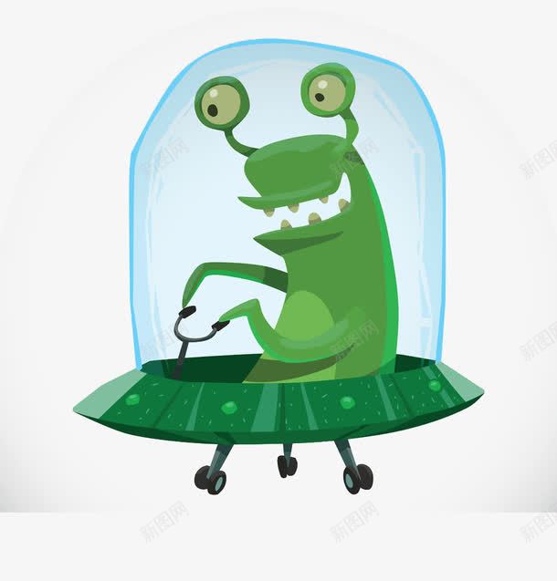 开飞碟的绿色怪物png免抠素材_新图网 https://ixintu.com 插画 绿色妖怪 绿色怪物 飞碟