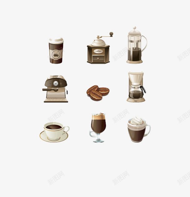 可爱咖啡机png免抠素材_新图网 https://ixintu.com 咖啡 咖啡豆 机器 饮料