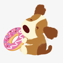 小狗吃甜甜圈矢量图素材