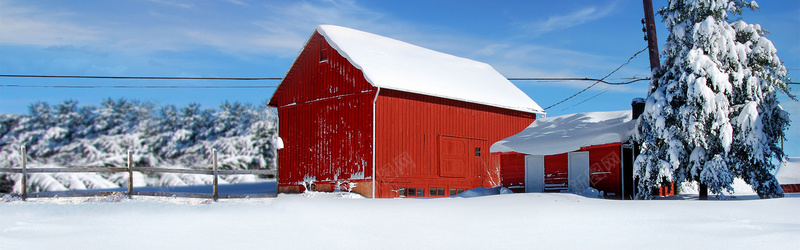 红色房子雪地jpg设计背景_新图网 https://ixintu.com 雪地 红色 房子 海报banner 摄影 风景