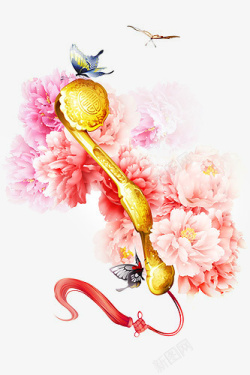 牡丹花形状手绘牡丹花如意元素高清图片