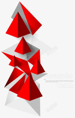 红色立体三角装饰矢量图素材