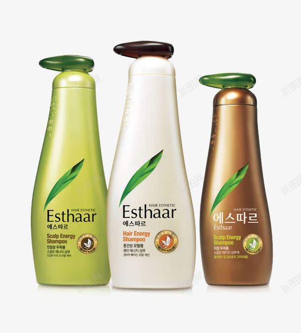 三种类型洗发水png免抠素材_新图网 https://ixintu.com 产品实物 咖啡色 白色 绿色