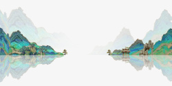 中式山水装饰画中式山水古风高清图片