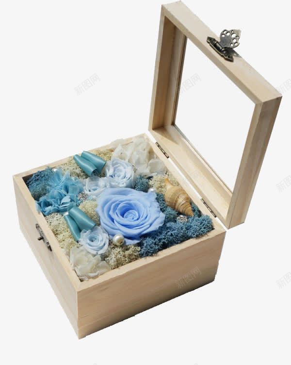 木盒装饰花朵png免抠素材_新图网 https://ixintu.com 包装 木盒 花朵 装饰