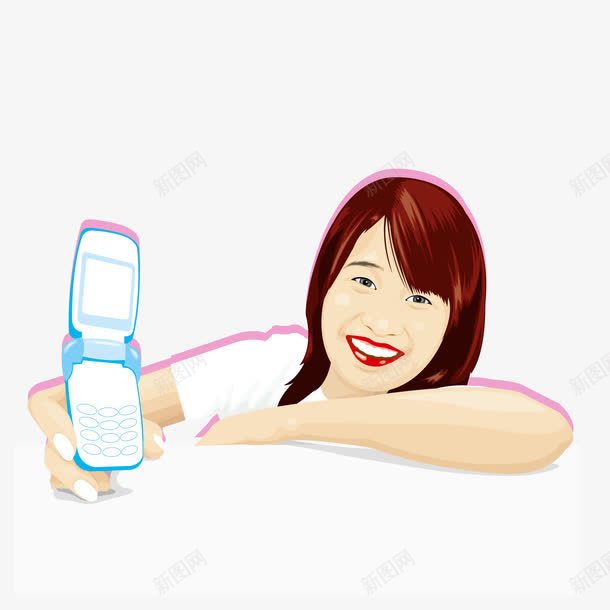 拿着手机微笑的女子png免抠素材_新图网 https://ixintu.com 女子 微笑 手机