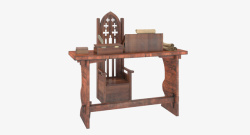 书房写字桌古代棕色复古书房写字桌高清图片