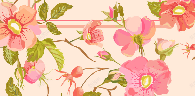 粉色花卉h5背景psd设计背景_新图网 https://ixintu.com h5背景 卡通 手绘 浪漫 童趣 粉色 花卉
