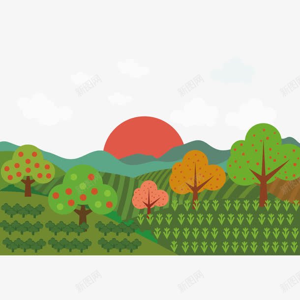 树和绿地png免抠素材_新图网 https://ixintu.com 太阳 树 绿地