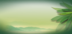中国风绿色植物banner绿色水墨背景高清图片