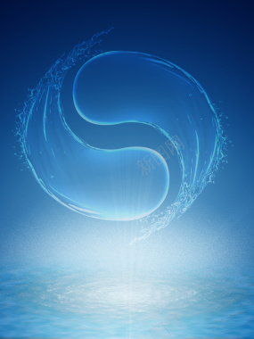 蓝色简约小清新世界水日公益海报背景素材背景