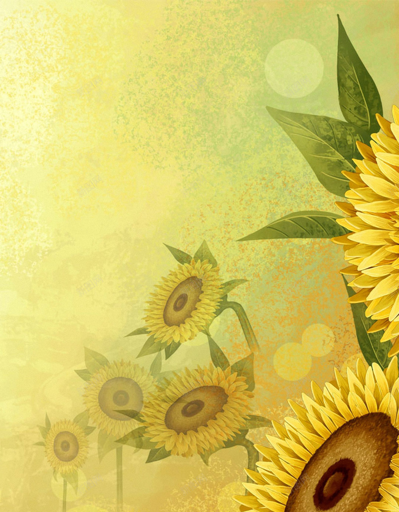 彩绘向日葵黄色背景jpg设计背景_新图网 https://ixintu.com H5背景 其他 卡通 向日葵 彩绘 手绘 童趣 黄色