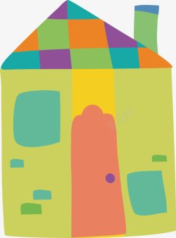 创意彩色方格房子素材