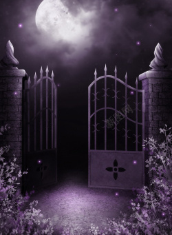 紫色月光浪漫城堡高清图片