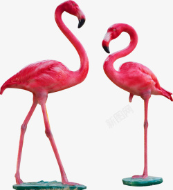 火烈鸟粉红鸟雕塑素材