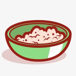 卡通装米饭的绿色小碗矢量图素材