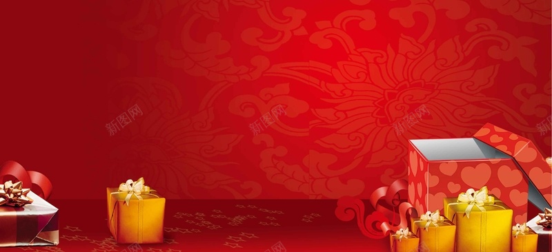 大红色购物背景jpg设计背景_新图网 https://ixintu.com 促销 礼物 礼物盒 红色 金色 激情 狂欢