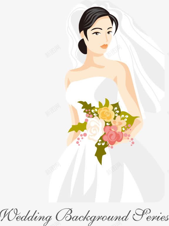 手绘新娘婚纱捧花图案png免抠素材_新图网 https://ixintu.com 图案 婚纱 手绘 捧花 新娘