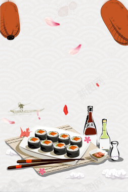 创意日式寿司拼盘海报背景
