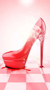 粉色酷炫水晶鞋电商H5背景psd分层素材背景