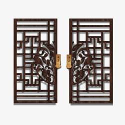 中国风旧上海木雕花窗图素材