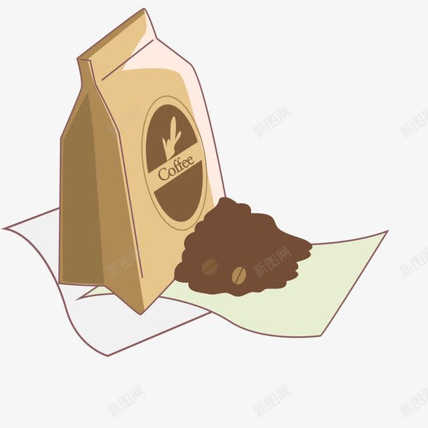 咖啡豆psd免抠素材_新图网 https://ixintu.com 咖啡豆 牛皮纸包装袋 过滤纸