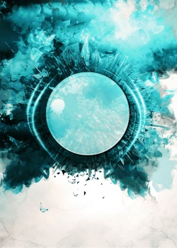 烟雾圆环蓝色圆环背景模板高清图片