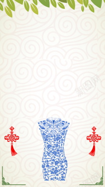 旗袍纹理中国结创意背景素材背景
