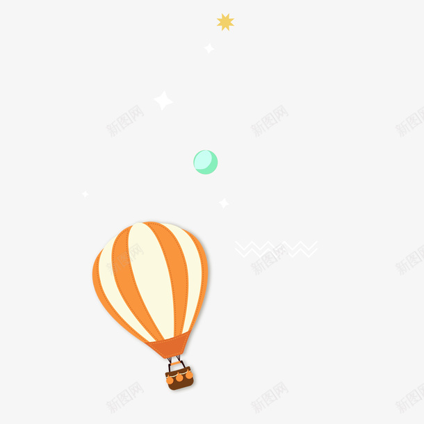 热气球星星psd免抠素材_新图网 https://ixintu.com 圆圈 星星 波浪线 热气球 空气球