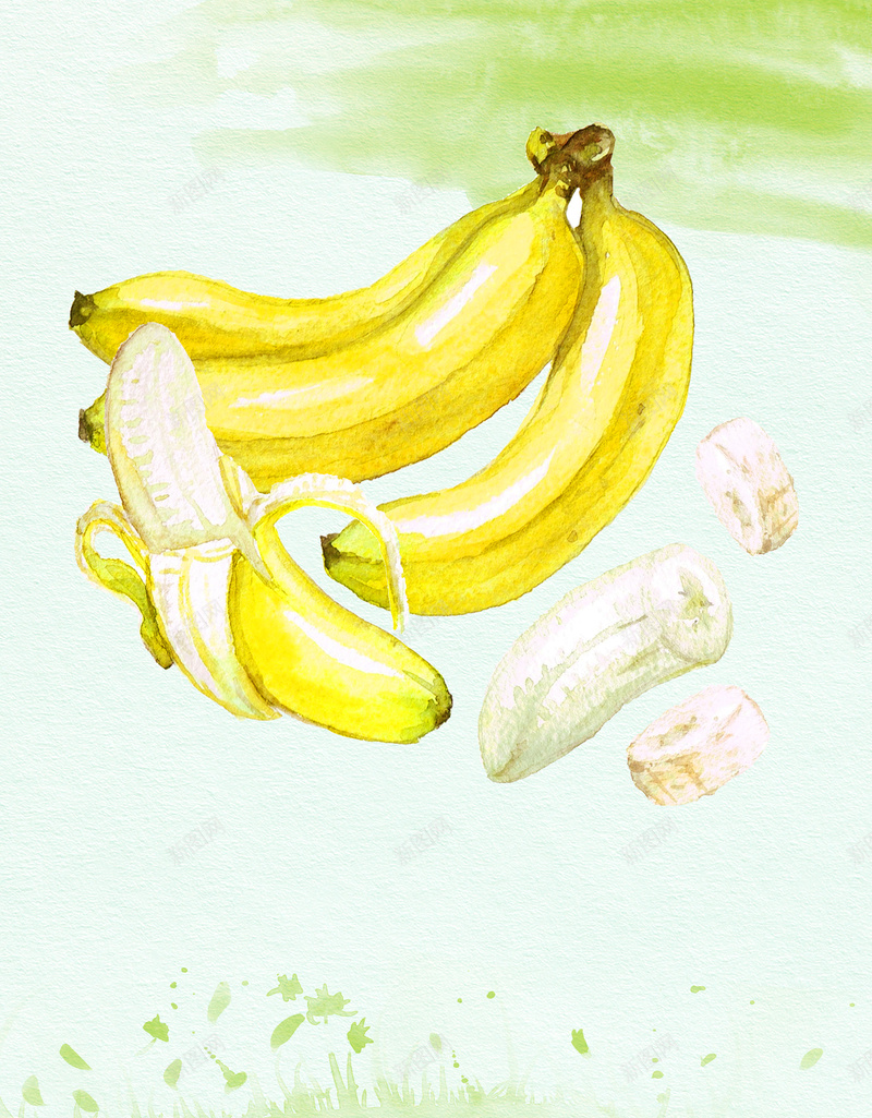 水墨风香蕉水果海报psd设计背景_新图网 https://ixintu.com 卡通 小清新 开心 手绘 文艺 水墨背景 童趣 简约 香蕉