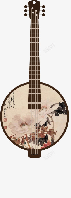 琵琶传统复古乐器琵琶矢量图高清图片