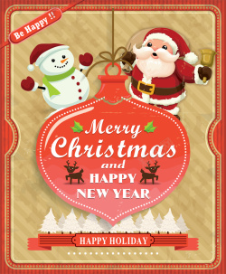 麋鹿卡片圣诞促销卡通手绘圣诞老人卡片背景图高清图片