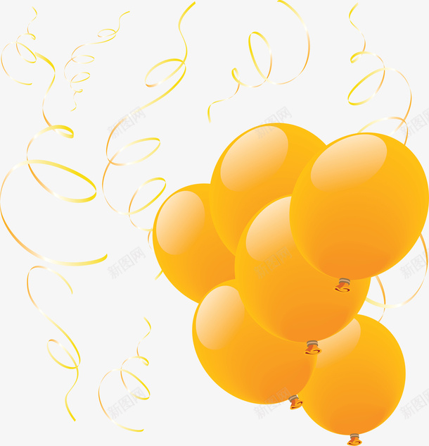 黄色气球彩带元素png免抠素材_新图网 https://ixintu.com 元素 彩带 彩带飘飘 气球 气球墙 黄色