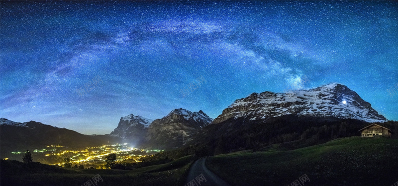 星空下的夜景背景背景