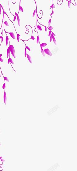 紫色水彩合成树叶飞舞素材