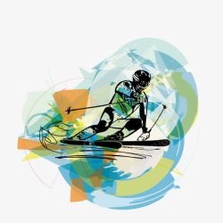 水彩滑雪的人矢量图素材