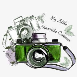 绿色简约照相机装饰图案素材