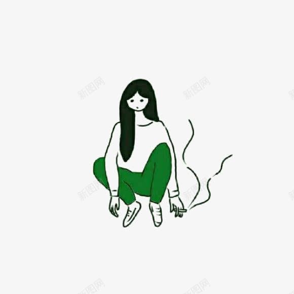 穿着绿色裤子抽烟的女孩png免抠素材_新图网 https://ixintu.com 女孩 抽烟 穿着 绿色 裤子 黑色