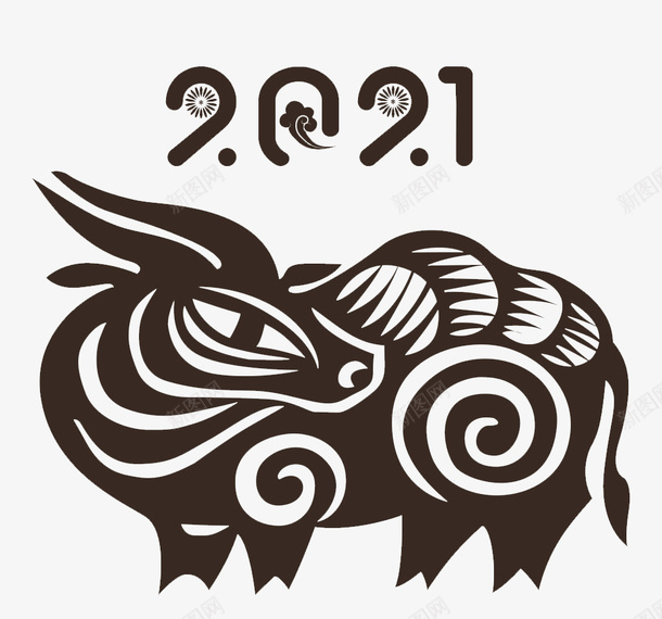 2021年剪纸牛png免抠素材_新图网 https://ixintu.com 2021 2021剪纸牛 中式 剪纸牛 数字 牛图 牛年