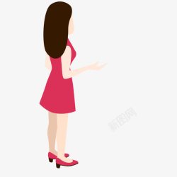 扁平图形红色短裙女性素材