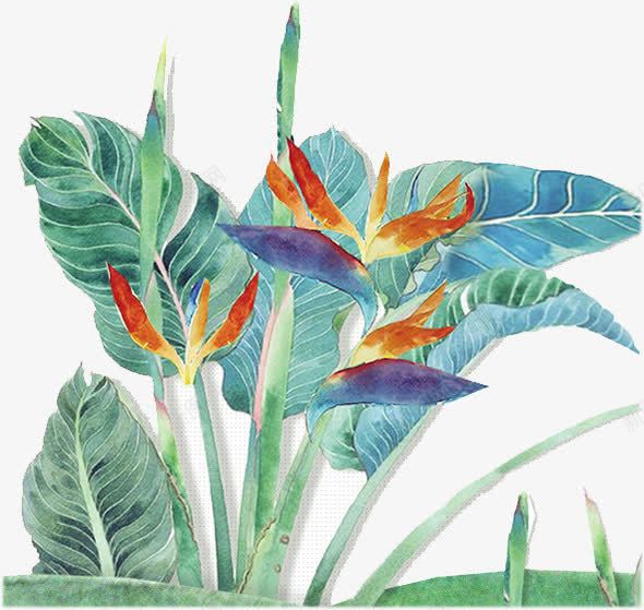 蓝色创意植物手绘电商装饰png免抠素材_新图网 https://ixintu.com 创意 植物 蓝色 装饰