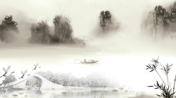 雾画绘画艺术荷花鱼海报背景素材高清图片